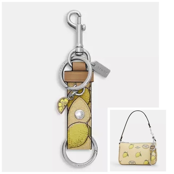 Coach Accessories - NWT Coach Trigger Snap Yellow Lemon Keychain Bag Charm with Silver Accents